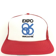 Vtg Expo 86 Vancouver Cap World Fair Logo Mesh Snapback Trucker Baseball Dad Hat