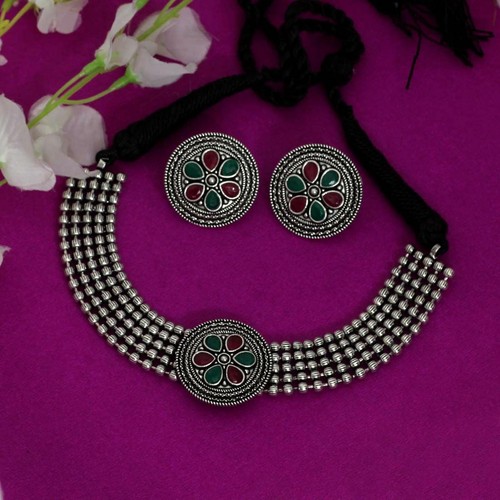 Indian Tribal Maroon Green Silver 