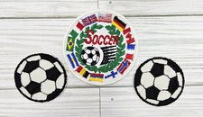International World Soccer Teams Patch Embroidered Round Flags Iron On Futebol