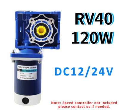 120W Worm Gear Reducer Gearbox Electric RV40 Gear Motor High Torque DC 12V/24V