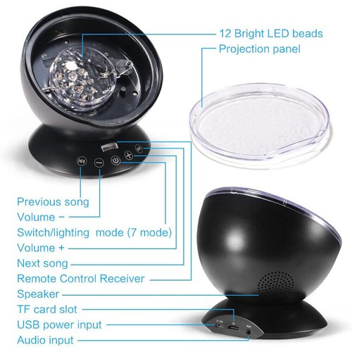 LED Projektor Sternenhimmel Ozean Lampe Wasserwellen-Welleneffekt Lautsprecher - Bild 5 von 17