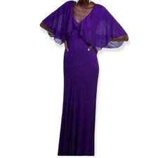 Zara Womens Metallic Shimmer Purple Long Maxi Knit Dress Size Medium