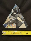 Signed Steuben Crystal Pyramid Prism Paperweight Geometric Glass Sculpture MCM