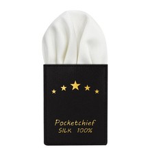Pre-Folded White Silk Pocket Squares for Men Handkerchief Accessories Puff Fo
