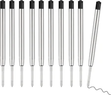 10 Pcs Replaceable Ballpoint Pen Refills, Black Ink Refill, 1mm Medium Refill