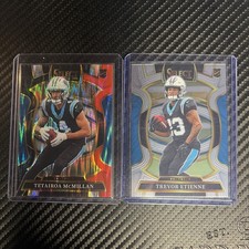 2025 Select Tetairoa McMillan Black and Red Prizm Shock RC & Trevor Etienne RC 