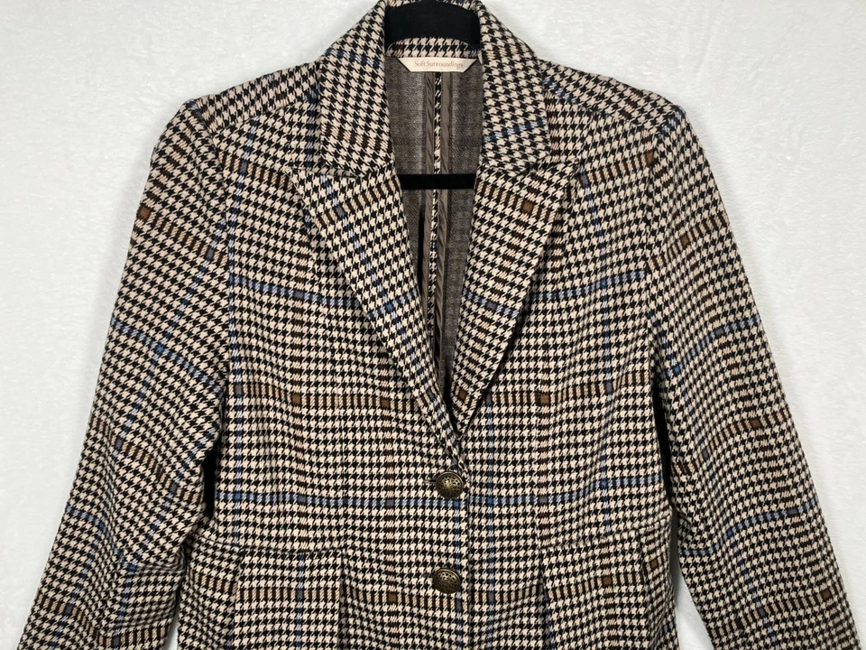 Chaqueta Blazer Pata de Gallo Suave Surroundings Talla PM Pequeña Mediana Plisada Carrera Foto 2 de 4