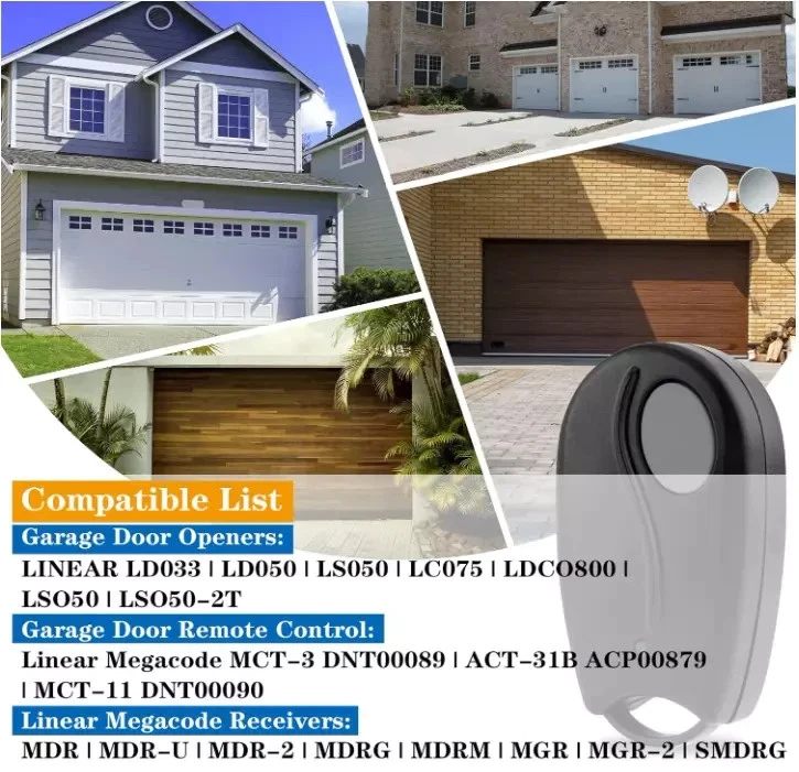 2pcs Garage Door Remotes control for Linear Megacode MCT-3 DNT00089 318MHz - Image 3 of 4