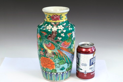 Ancien vase japonais émaillé porcelaine famille verte - Photo 7/9