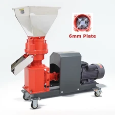 220V 4-Roller 6mm Animal Feed Pellet Mill Machine Feed Pelletizer 150-200Kg/h