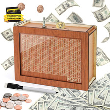 Money Saving Box 10K Cash Vault Savings Challenge Box for Adults,10 000 Wooden P