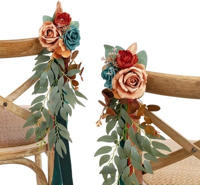 Ling's moment 8pcs Wedding Artificial Aisle Pew Flowers Chair Decorations