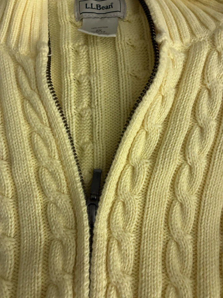 L.L. Suéter Bean Mujer Pescador Tejido con Cable Cremallera Cuello Simulado Amarillo Talla 2X Foto 3 de 4