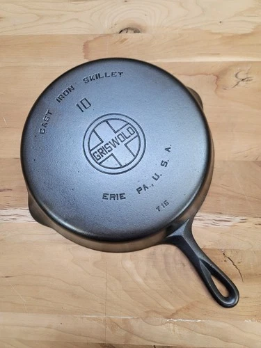 Griswold Cast Iron Skillet #10 Large Block Logo Erie PA 716 Fully Restored!!