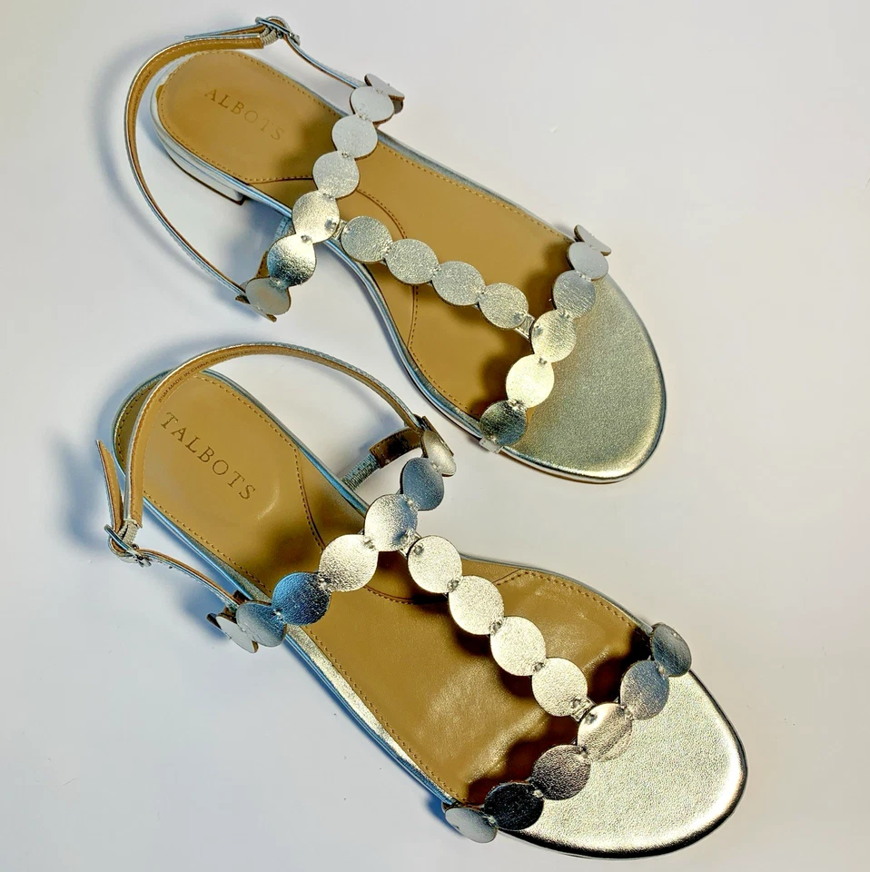 Talbots Silver Keri Dot Flat Sandals - Size 9.5 - Image 2 of 4