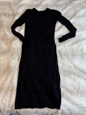 American Dream Size Large Black Fitted Tight BodyCon Dress Knee Length 