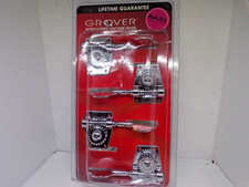 Juego de 4 afinadores de bajos Grover 142C4 vintage - cromo