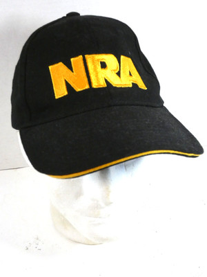 NRA Black Ball Cap Hat Cotton Embroidered Logo Hook & Loop Cotton One Size A+
