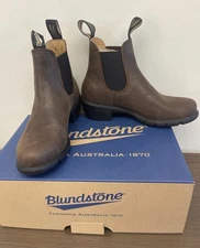 BLUNDSTONE Women’s #1673 Heeled Leather Chelsea Boots Antique Brown 7 US $210+