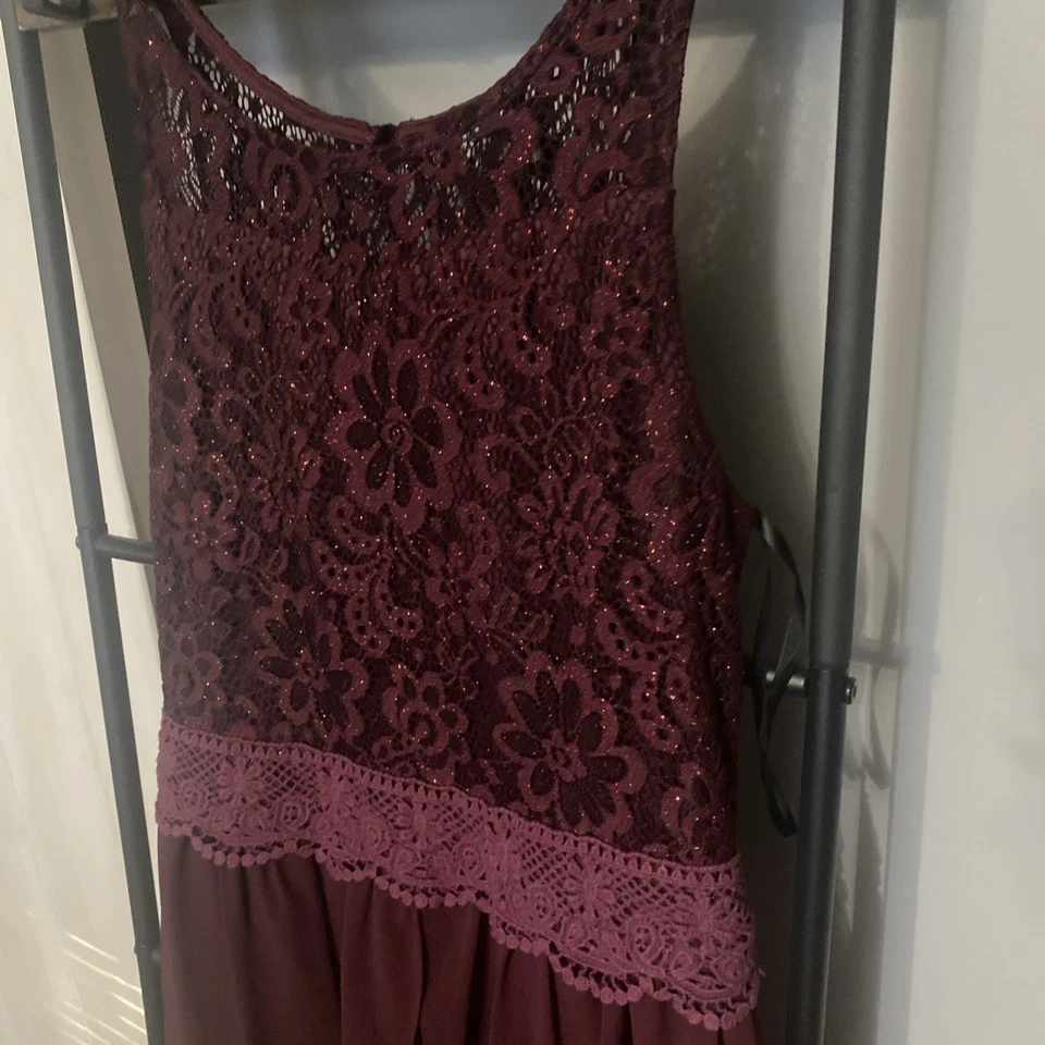 I.n. Girl High Low Lace Top Zip Up Party Shorts/Dress Embroidered Glitter Sz 18 - Image 2 of 4