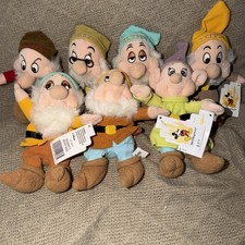 VTG Disney Set of 7 Snow White Seven Dwarfs Bean Bag Dwarfs w/ Original Tags
