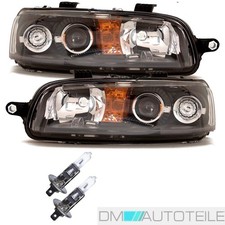 Fiat Punto 188 Scheinwerfer Set Klarglas Schwarz H1/H1 ohne Nebel +Birnen 99-03