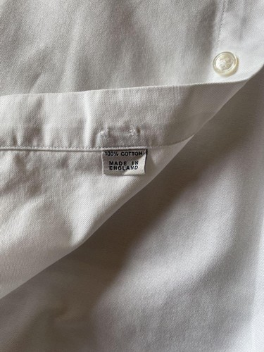 Drake's Inverted Pleat Oxford Shirt 16/41 White UK Made Button Down Spread L - Picture 11 of 17