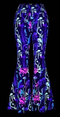 [NEU] Shein Lune Damen Neon Digital Muster Pilz Print Flare Hose, Gr. L