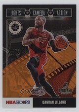 2019 NBA Hoops Premium Stock Lights Camera Action Orange Damian Lillard #8 4f5