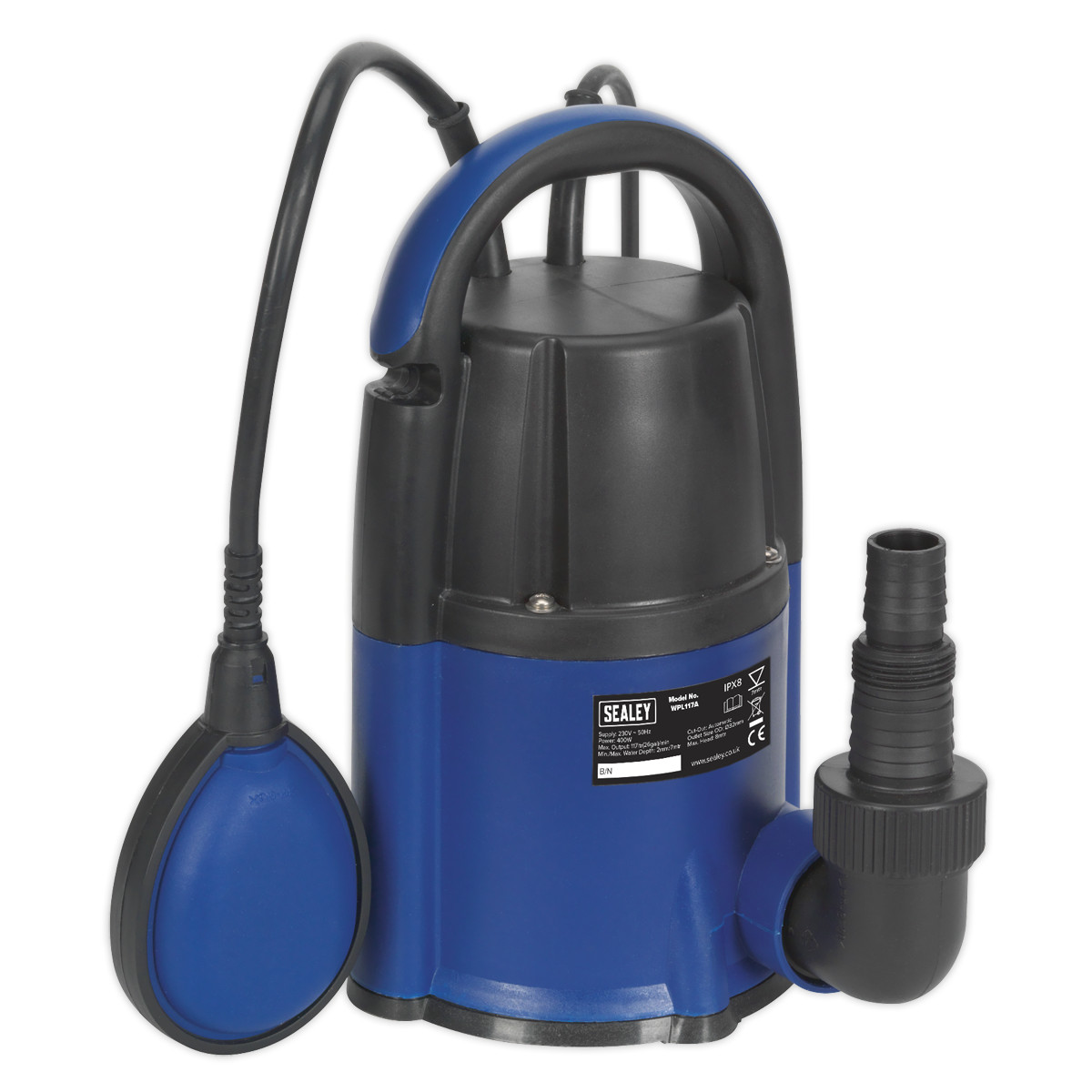 Sealey Submersible Water Pump Automatic Low Level 2mm 117L/min 230V WPL117A - Image 9
