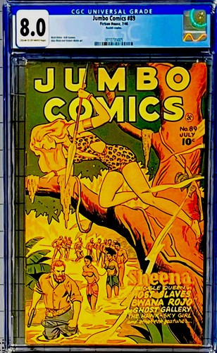 ⭐️ Jumbo Comics #89, 1946 CGC 8.0 VF,Slave Bondage/Horror Art Sheena⭐️Matt Baker