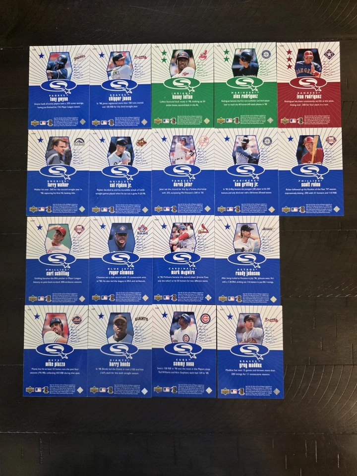 Lote de 18 tarjetas UD Choice StarQuest 1999 azul, rojo y verde. Bonds, Griffey, + Más! Foto 2 de 2