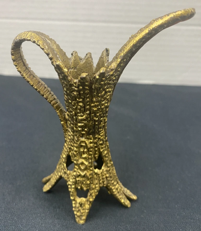 JUDAICA Wainberg Brass Candlestick Holder Mid Century Handmade Made  Israel B20 - Image 2 of 4