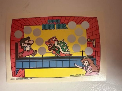 1989 Topps Nintendo Super Mario Bros. Scratch-Off Screen 10 Bowser Peach rookie
