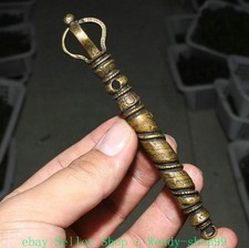 5" Old Tibet Tibetan Buddhism Sky Iron Phurba Dagger Holder Sculpture Statue