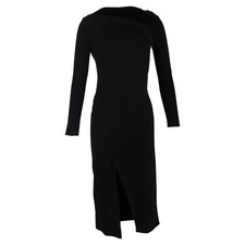 Oscar De La Renta Draped Crepe Midi Dress In  Wool Women Black Uk Size 2