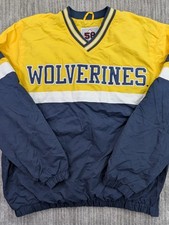 Vintage Michigan Wolverines Pullover Windbreaker Men's XL 58 Sports 90s V Neck