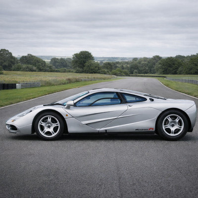 McLaren F1 British Circuit Silver Supercar Wandbild Poster Druck