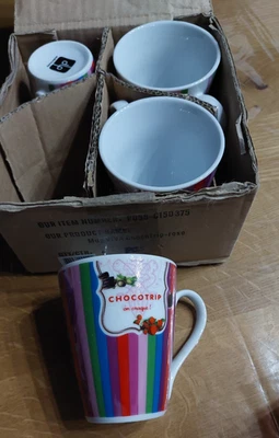 4 tasses mugs Chocotrip - rayé multicolore - Derrière la porte (DLP) - neuves - Photo 1/3