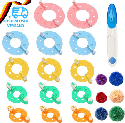 Pompon Maker Set 15 Stück Bommel Werkzeug für Wolle DIY