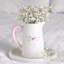 White Butterfly Rustic Ceramic Flower Jug Vase - Sale For Our Animal Charity
