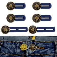 6 Pcs Jean Button Extender, Pants Extender for Moderate, dark blue