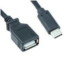 6inch OTG USB 2.0 Type-C Male to Type A Female Black