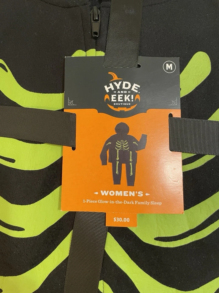 NWT! Hyde & EEK! Boutique Women's Glow-in-the-Dark Skeleton One-Piece pajama set - Image 3 of 4