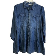 American Eagle Outfitters Dress Womens XL Blue Denim Shirt Long Sleeve Button Up