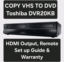 Toshiba DVR20 Copy VHS to DVD HDMI Output VHS DVD Recorder Remote & Guide