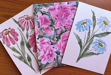 Original Artwork Modern Painting Garden Flower CHAMOMOLE Floral Art Gift A6-3pic