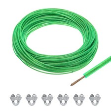 1/16 Green Vinyl Coated Wire Ropes 98ft Galvanized Steel(6PCS M3 Loop Sleeves)