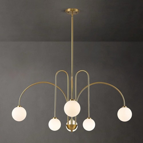 Modern Sputnik Globe Chandelier, 6-Light Brass Gold Linear Chandelier