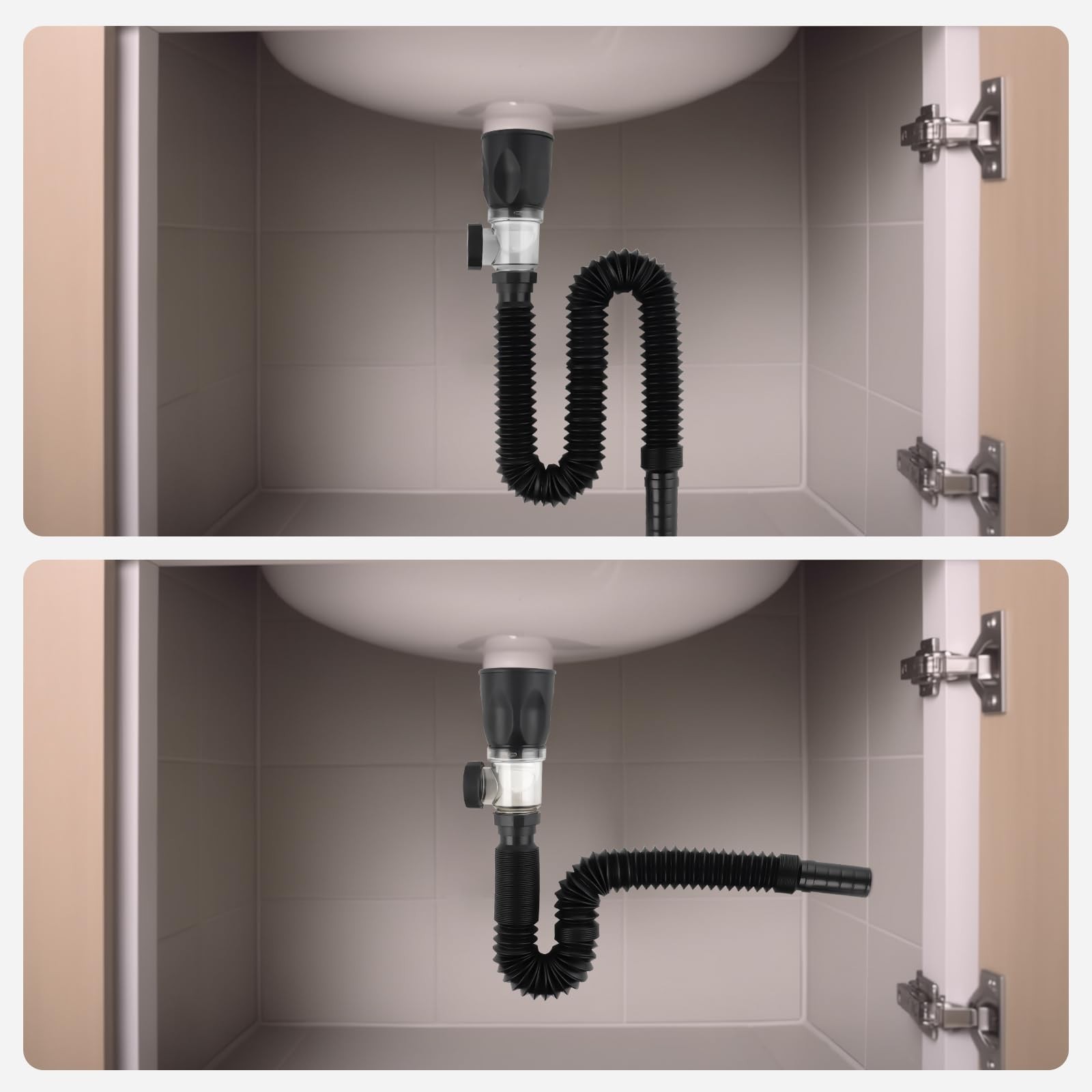 iFealClear Bathroom Sink Drain Kit, Flexible P-Trap Drain Pipe with... Fast Ship